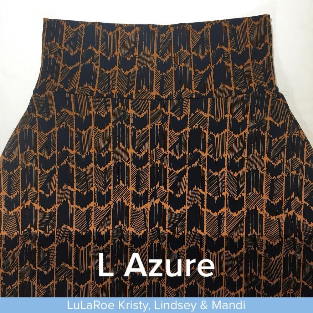 LuLaRoe L Azure Black and Brown Azure Skirt